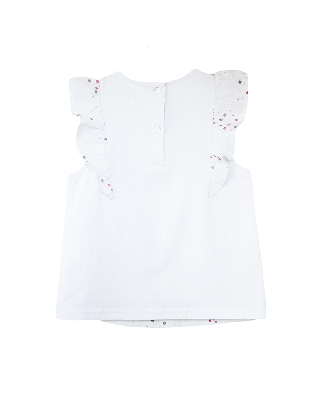 Blusa blanca con rayas y flores