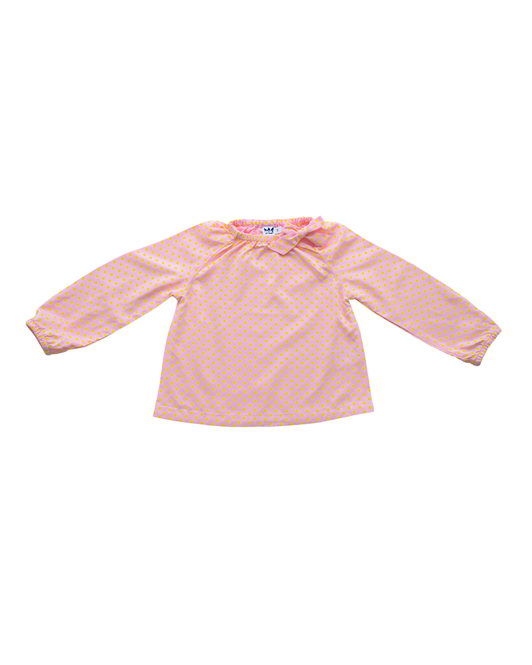 Blusa manga larga rosada con puntos amarillos