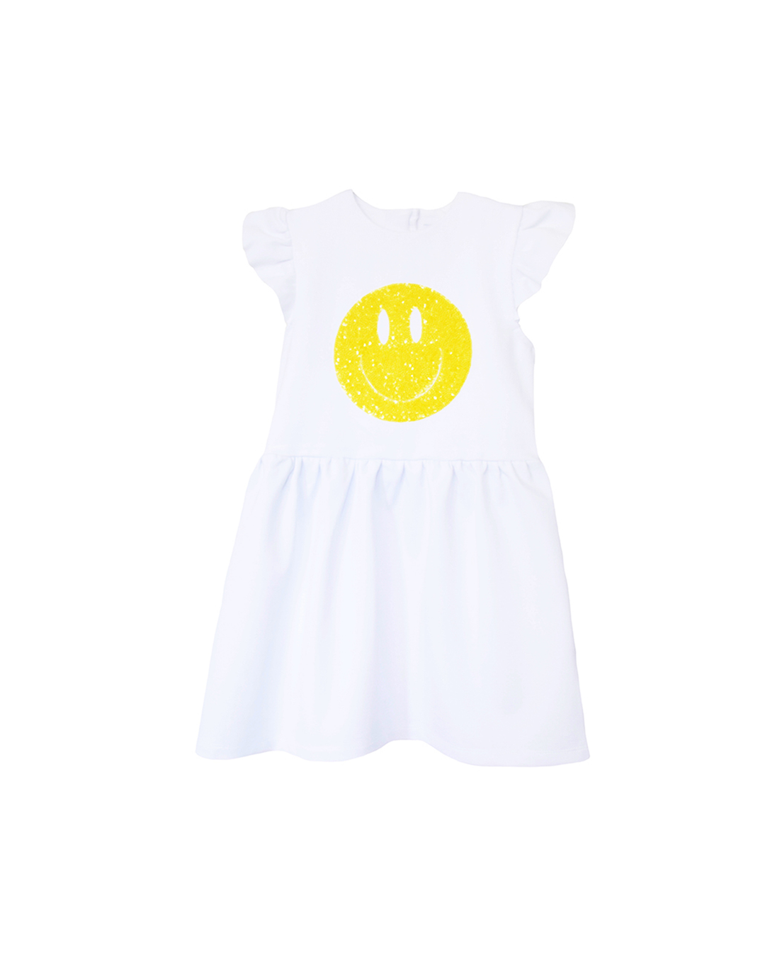 Vestido blanco con happy face en lentejuelas