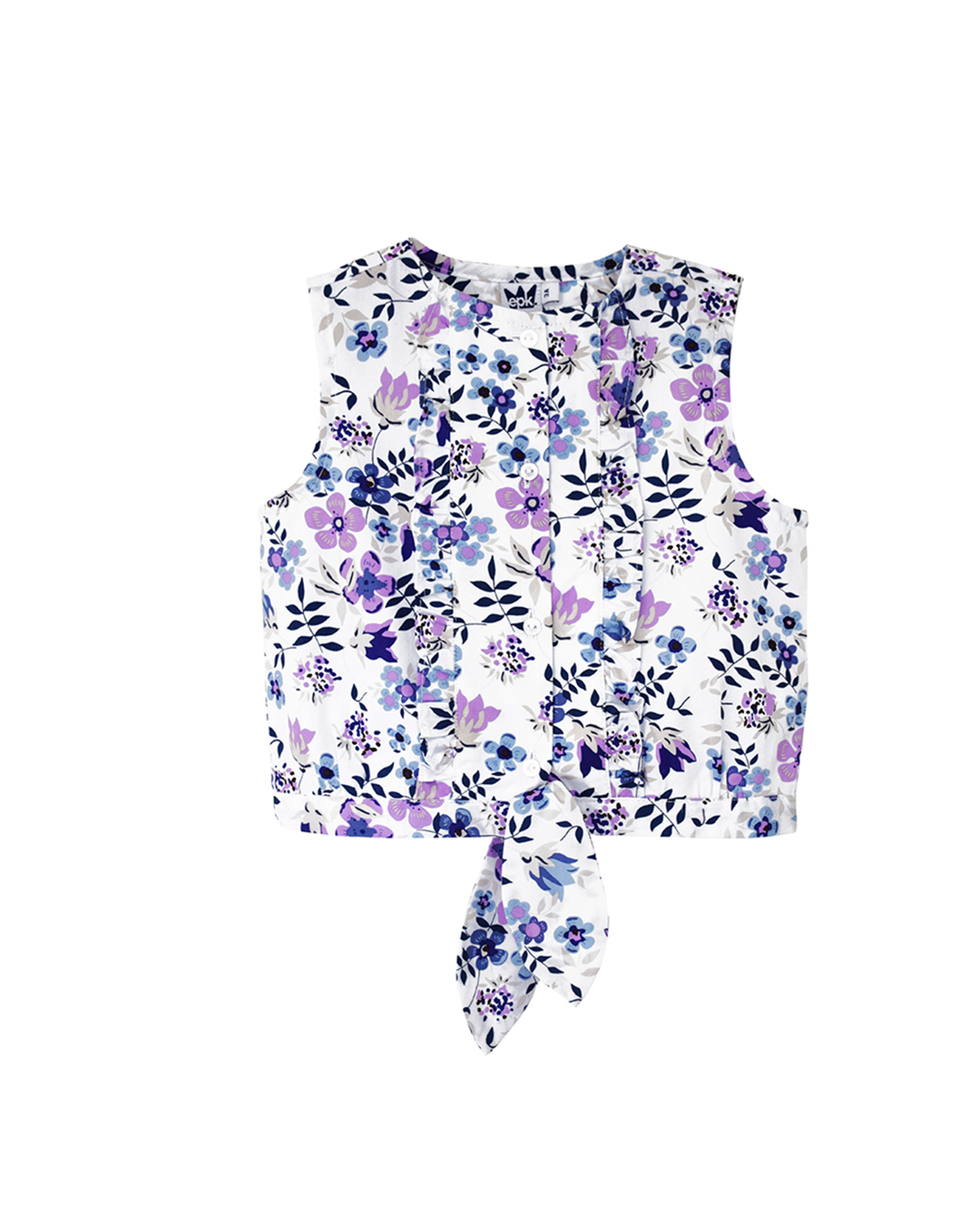 Blusa sin mangas con estampado de flores moradas