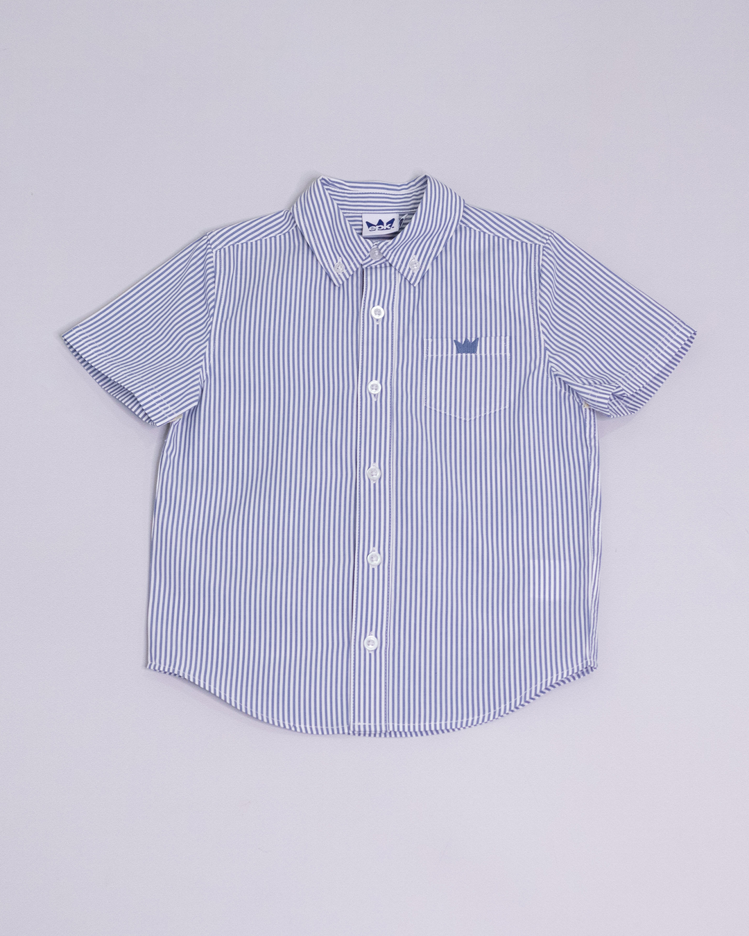 Camisa manga corta de rayas azules y blancas