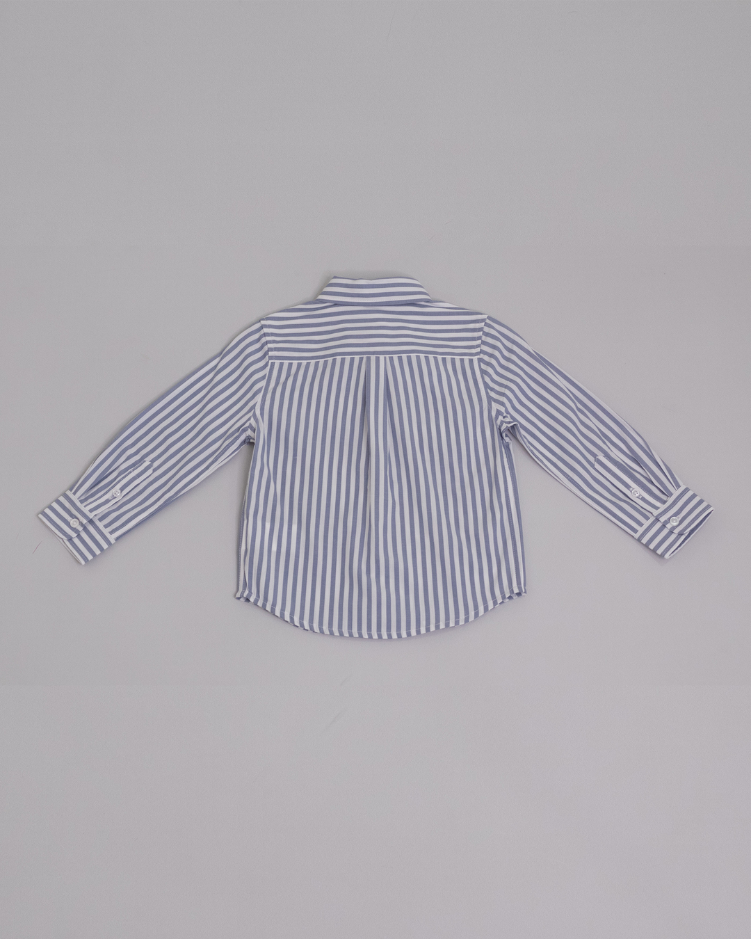 Camisa manga larga de popelina de rayas blancas y azules