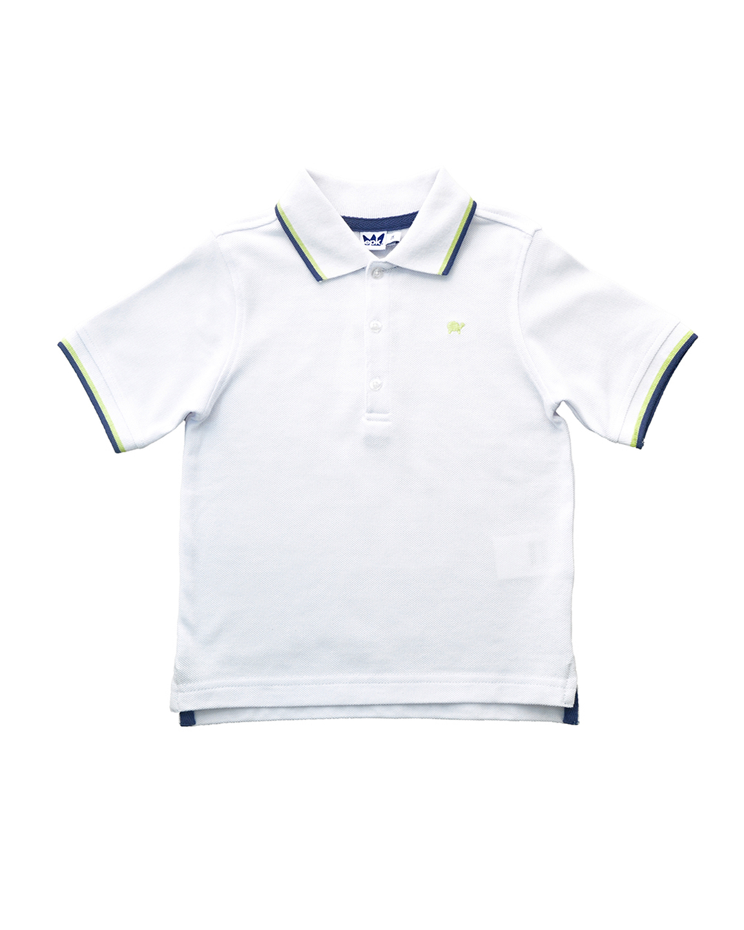 Polo blanca con detalles en azul y verde