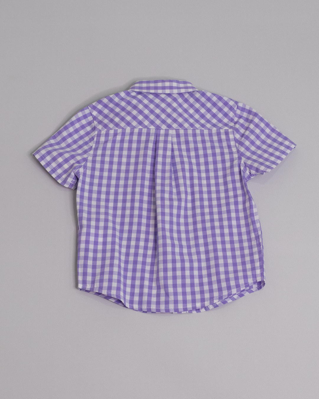 Camisa manga corta de popelina con estampado de vichy morado