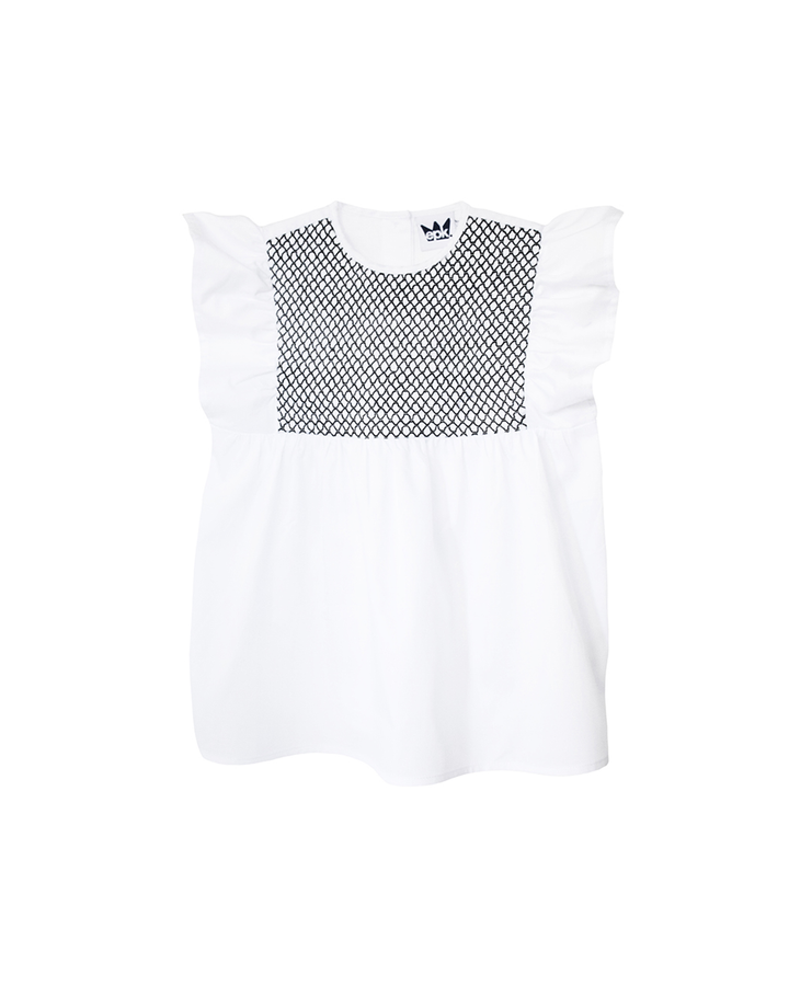 Blusa sin mangas con nido de abeja azul marino
