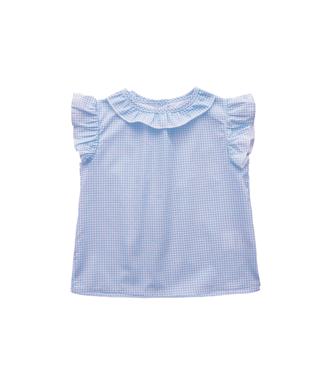 Blusa sin mangas con estampado de pata de gallo azul clara