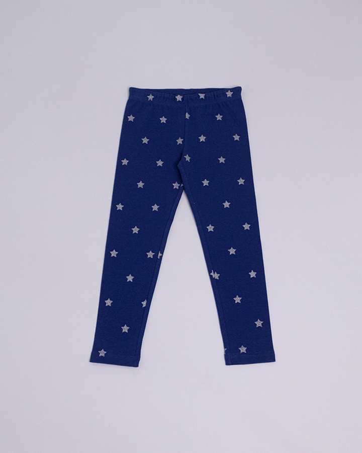 Legging azul con estrellas plateadas