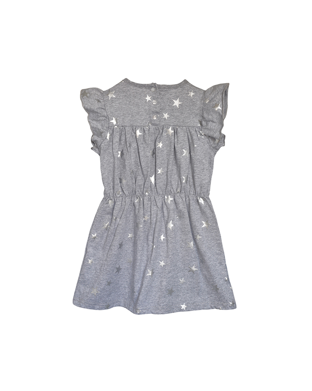 Vestido de algodón gris con estrellas plateadas estampadas