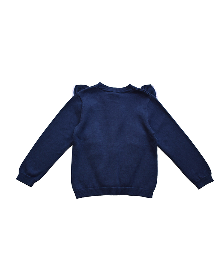 Cardigan azul marino con volante