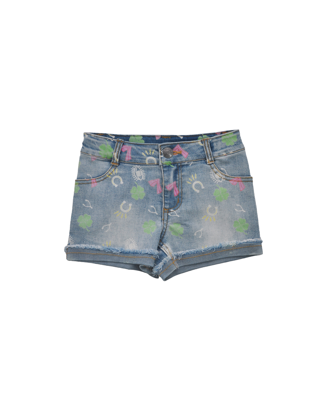 Short de jean con estampado de lucky charms