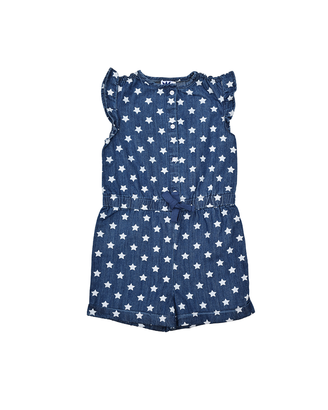 Jumpsuit de chambray oscuro con estrellas blancas