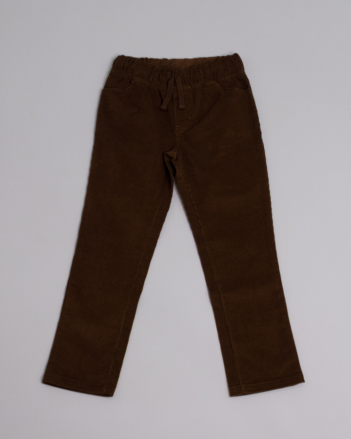 Pantalón de corduroy marrón con elástico en la cintura