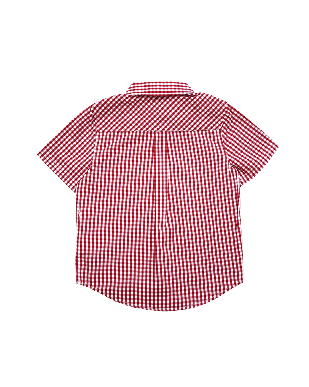 Camisa manga corta, de cuadros roja y blanca