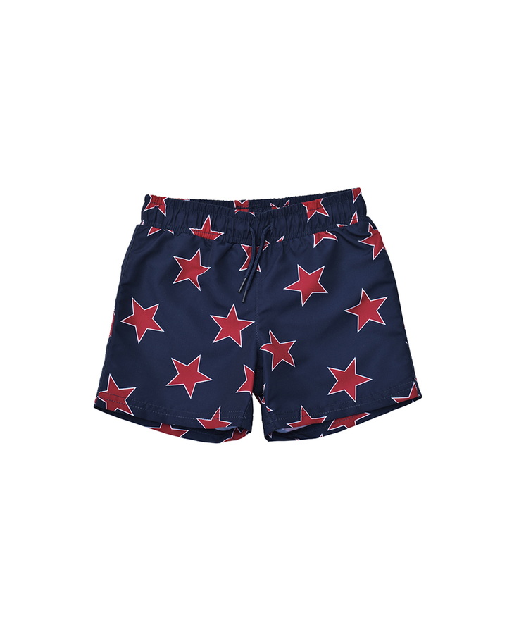 Traje de baño azul marino con estrellas rojas para Bebé Niño