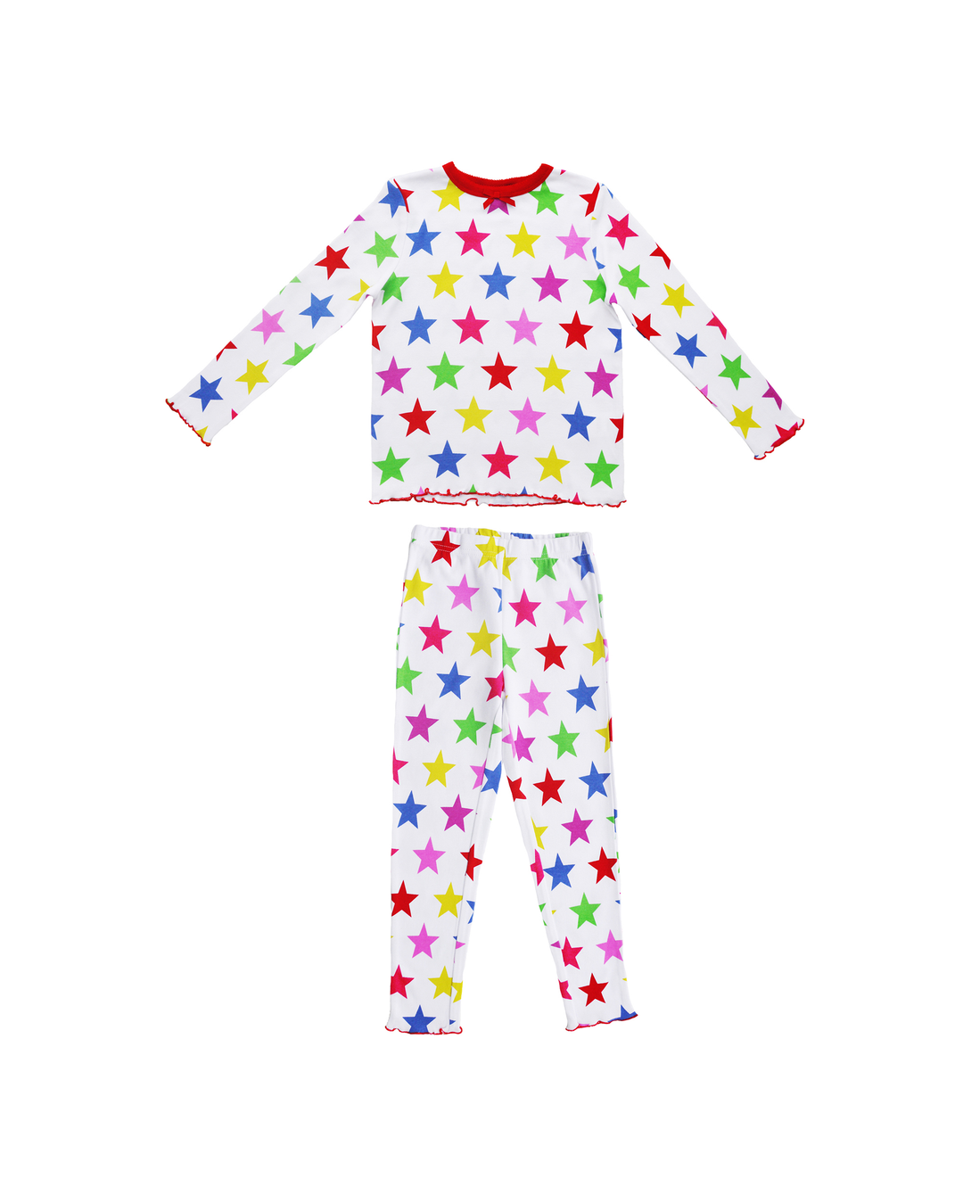 Pijama blanca de estrellas multicolor
