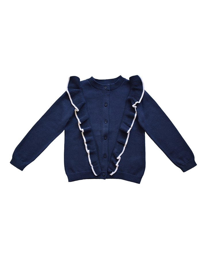 Cardigan azul marino con volante