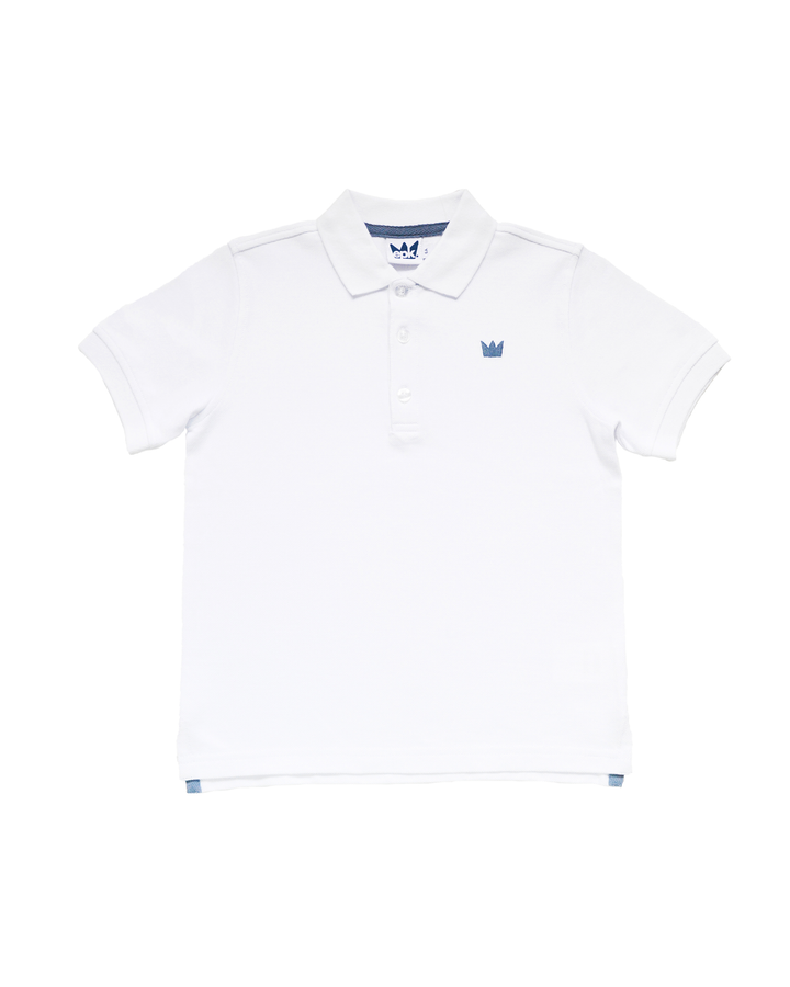 Polo blanca manga corta con corona azul