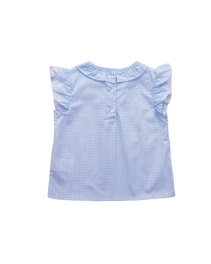 Blusa sin mangas con estampado de pata de gallo azul clara