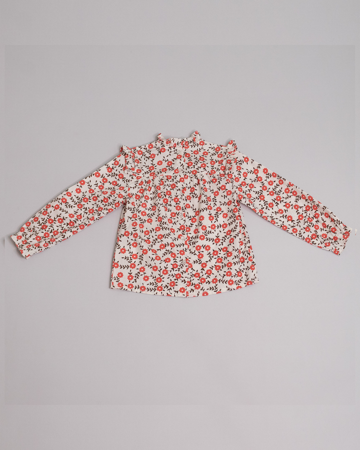 Blusa manga larga de popelina con estampado de flores