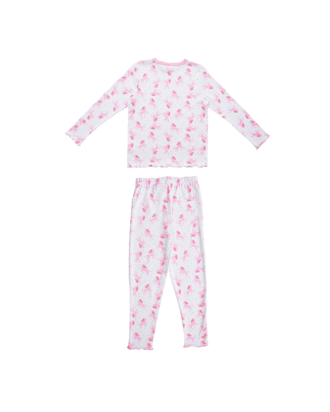 Pijama blanca con unicornios rosados