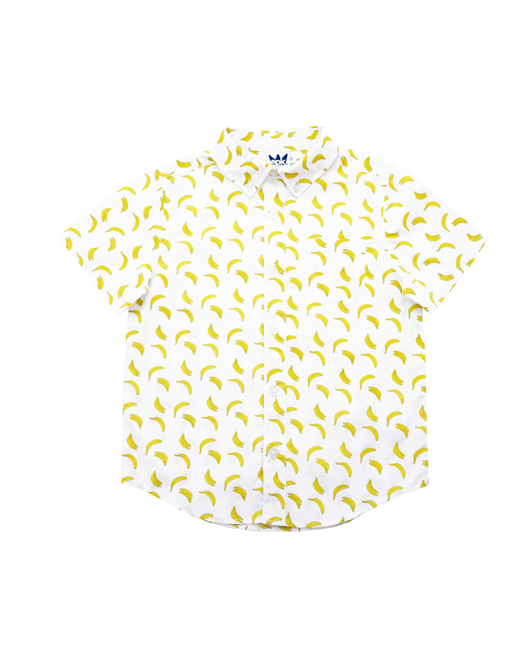 Camisa blanca, manga corta con bananas