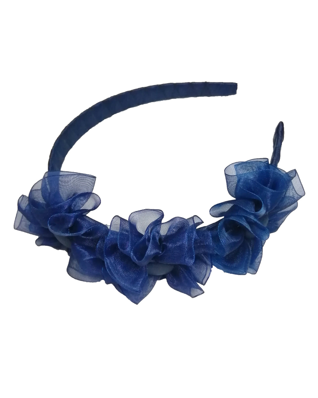 Vincha dura 3 flores organza